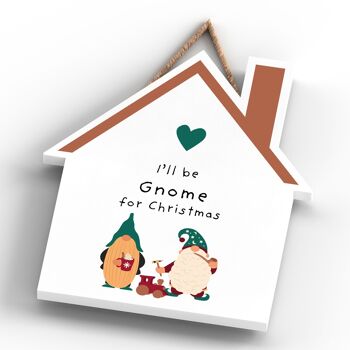 P6713 - I'll Be Gnome For Christmas Gonk Festive Wooden House Plaque Christmas Decor 4