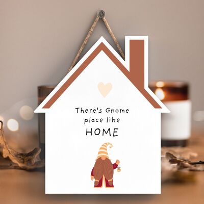 P6716 – Gnome Place Like Home Gonk festliche Holzhaus-Plakette, Weihnachtsdekoration