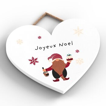 P6730 - Joyeux Noel Gonk Festif Plaque Coeur en Bois Décor de Noël 2