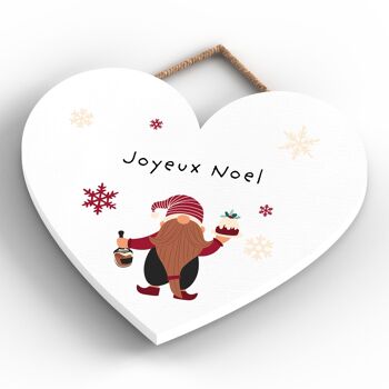 P6730 - Joyeux Noel Gonk Festif Plaque Coeur en Bois Décor de Noël 4