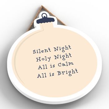 P6739 - Silent Night Holy Night Festive Boule en bois Plaque Décoration de Noël 2