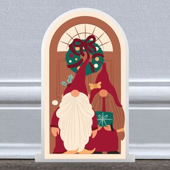 P6748 - His and Hers Gnomes Gonk Festive Standing Wooden Christmas Door Christmas Decor 1