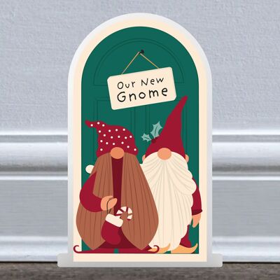 P6750 - Unser neuer Gnome Gonk festliche stehende Weihnachtstür aus Holz, Weihnachtsdekoration