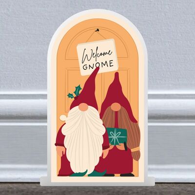 P6753 - Welcome Gnome Gonk Festive Standing Christmas Door Decorazioni natalizie in legno