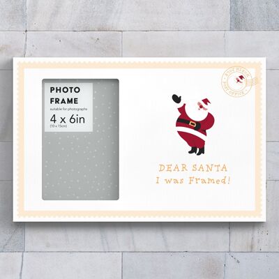 P6754 - Dear Santa I Was Framed Festive Standing Wooden Picture Frame Christmas Decor