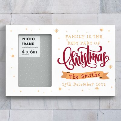 P6755 - Personalised Family Festive Standing Wooden Picture Frame Christmas Decor