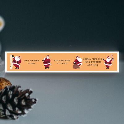 P6760 - Il fait une liste Santa Festive Standing Wooden Block Christmas Decor