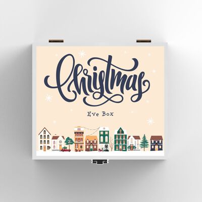 P6769 - Christmas Eve Box Verschneite Straßenszene Festliche Holzkiste Weihnachtsdeko