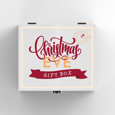 P6770 - Christmas Eve Box Stamp Effect Festive Wooden Box Christmas Decor
