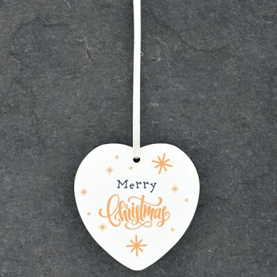 P6789 – Frohe Weihnachten, festliche Keramik-Herzkugel, Weihnachtsdekoration