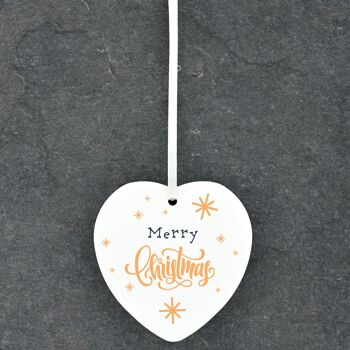 P6789 - Ornement de boule de coeur en céramique de fête de joyeux Noël Décor de Noël 1