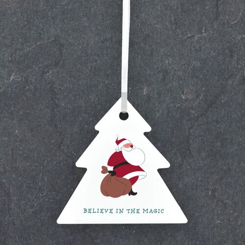 P6800 - Believe In The Magic Festive Ceramic Tree Bauble Ornament Christmas Decor