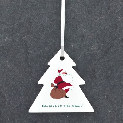 P6800 - Believe In The Magic Festive Ceramic Tree Bauble Ornament Decorazioni natalizie