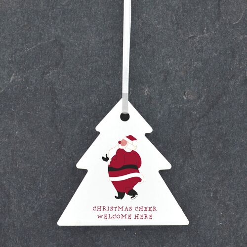 P6801 - Christmas Cheer Welcome Festive Ceramic Tree Bauble Ornament Christmas Decor