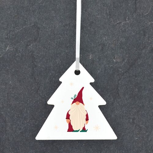 P6802 - Gonk Gnome Festive Ceramic Tree Bauble Ornament Christmas Decor