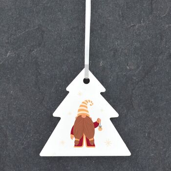 P6803 - Gonk Gnome Babiole Festive Ornement de Boule d'Arbre en Céramique Décor de Noël 1