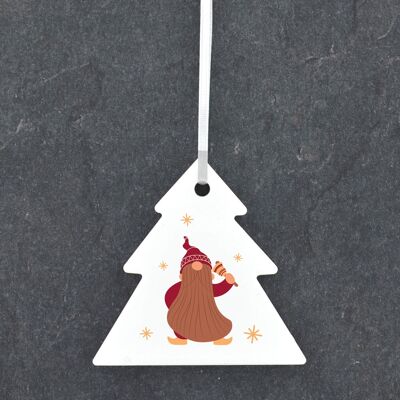 P6804 - Gonk Gnome Bell Festive Céramique Arbre Boule Ornement Décoration de Noël