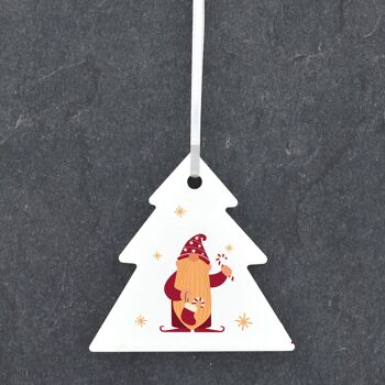 P6805 - Gonk Gnome Candy Cane Festive Céramique Arbre Boule Ornement Décoration de Noël 1
