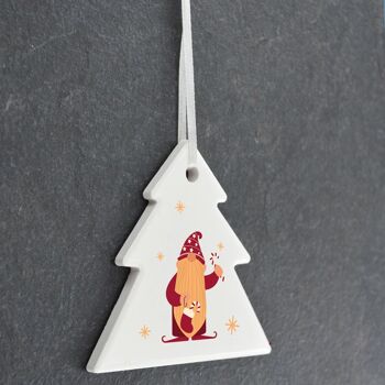 P6805 - Gonk Gnome Candy Cane Festive Céramique Arbre Boule Ornement Décoration de Noël 2