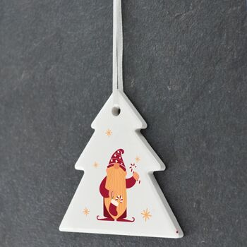 P6805 - Gonk Gnome Candy Cane Festive Céramique Arbre Boule Ornement Décoration de Noël 3