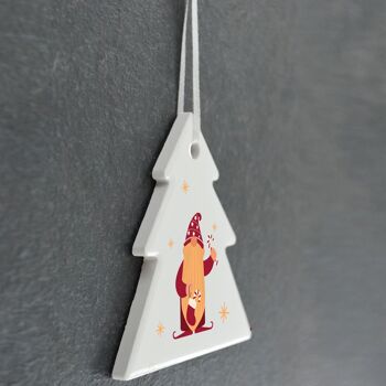 P6805 - Gonk Gnome Candy Cane Festive Céramique Arbre Boule Ornement Décoration de Noël 4