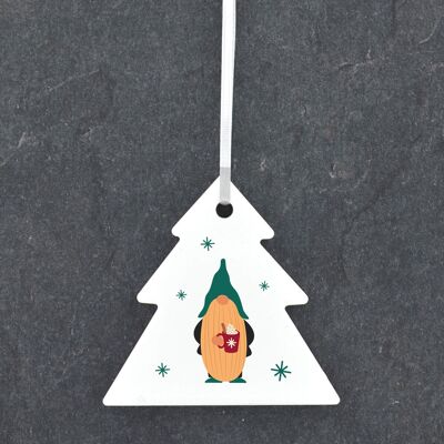 P6806 - Gonk Gnome Hot Chocolate Festive Ceramic Tree Bauble Ornament Christmas Decor