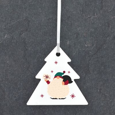 P6807 – Gonk Gnome präsentiert festliche Keramik-Baumkugel Ornament Weihnachtsdekoration