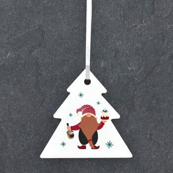 P6808 - Gonk Gnome Christmas Pudding Festive Céramique Arbre Boule Ornement Décoration de Noël 1