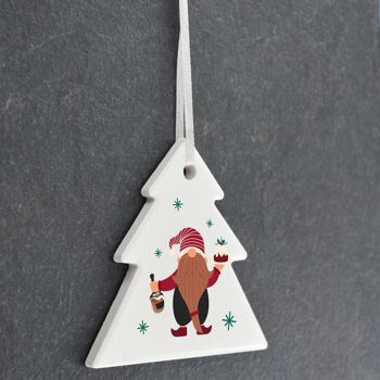 P6808 - Gonk Gnome Christmas Pudding Festive Céramique Arbre Boule Ornement Décoration de Noël 2