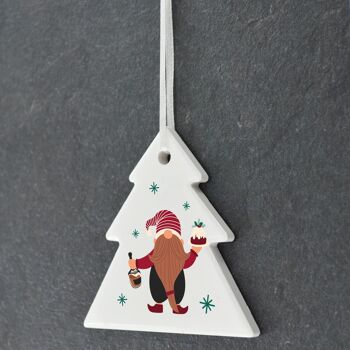P6808 - Gonk Gnome Christmas Pudding Festive Céramique Arbre Boule Ornement Décoration de Noël 3