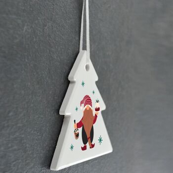 P6808 - Gonk Gnome Christmas Pudding Festive Céramique Arbre Boule Ornement Décoration de Noël 4
