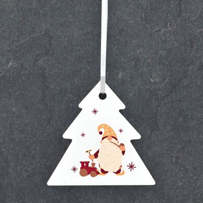 P6809 - Gnomo gonk che costruisce un giocattolo Festive Ceramic Tree Bauble Ornament Decorazioni natalizie