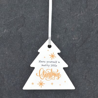 P6811 - Have Yourself A Merry Christmas Adorno de adorno de árbol de cerámica festivo Decoración de Navidad