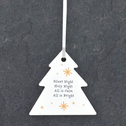 P6813 - Silent Night Holy Night Festive Ceramic Tree Bauble Ornament Christmas Decor