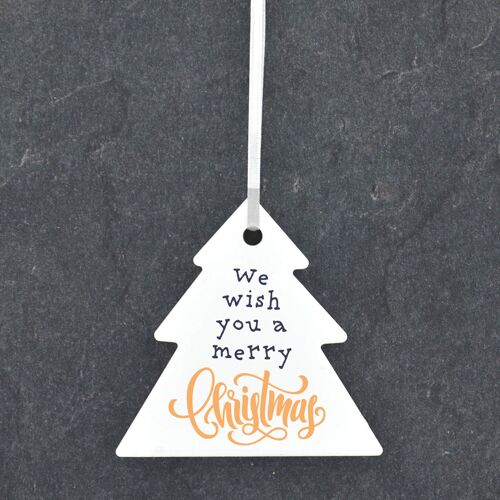 P6815 - Wish You Merry Christmas Festive Ceramic Tree Bauble Ornament Christmas Decor