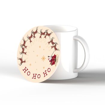 P6823 - Ho Ho Ho Santa Sleigh Festive Céramique Coaster Décor de Noël