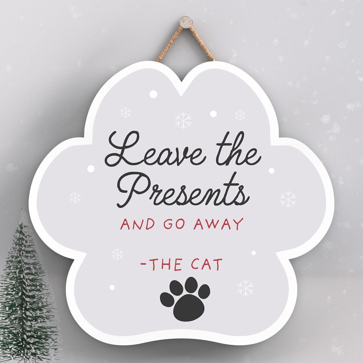 P6835 - LEAVE CADEAUX DÉCORATIONS DE NOËL SUR LE THÈME DES ANIMAUX DE COMPAGNIE DE CHAT PLAQUE EN BOIS AVEC EMPREINTE DE PATTE
