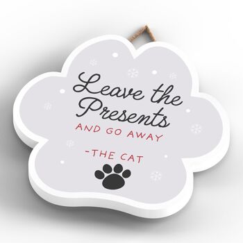 P6835 - LEAVE CADEAUX DÉCORATIONS DE NOËL SUR LE THÈME DES ANIMAUX DE COMPAGNIE DE CHAT PLAQUE EN BOIS AVEC EMPREINTE DE PATTE 4