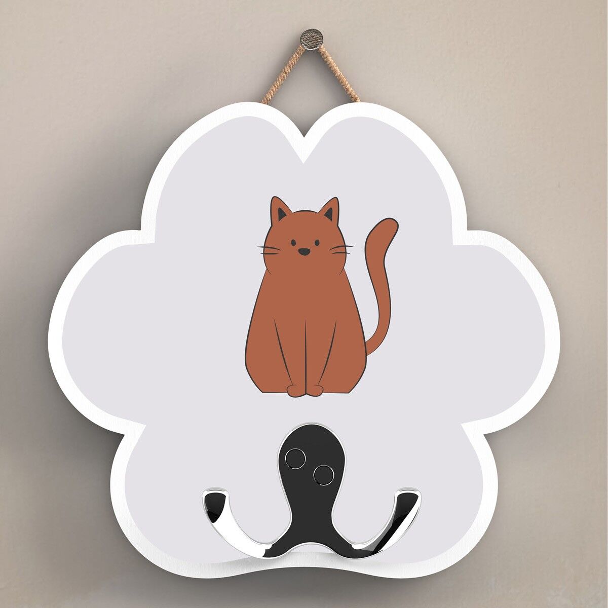 P6839 - CAT PET THEMED HOME DECORATIONS PAWPRINT HOOK WOODEN PLAQUE