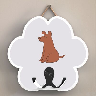 P6840 - DOG PET THEMED HOME DECORATIONS PAWPRINT HOOK WOODEN PLAQUE