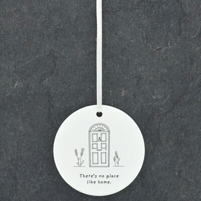 P6873 – No Place Like Home Door Line Drawing Illustration Ceramic Christmas Flitter Ornament