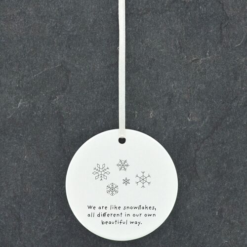 P6875 - Different & Beautiful Snowflakes Line Drawing Illustration Ceramic Christmas Bauble Ornament