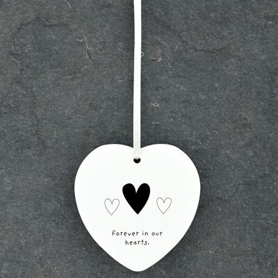 P6878 - Forever In Our Hearts Line Drawing Illustration Ceramic Christmas Bauble Ornament