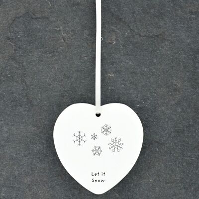 P6880 – Let It Snow Snowflake Line Drawing Illustration Weihnachtskugel aus Keramik