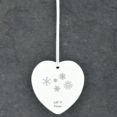 P6880 - Let It Snow Snowflake Line Drawing Illustration Ceramic Christmas Bauble Ornament