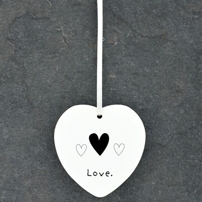 P6882 - Adorno navideño de cerámica con ilustración de dibujo lineal de corazones de amor