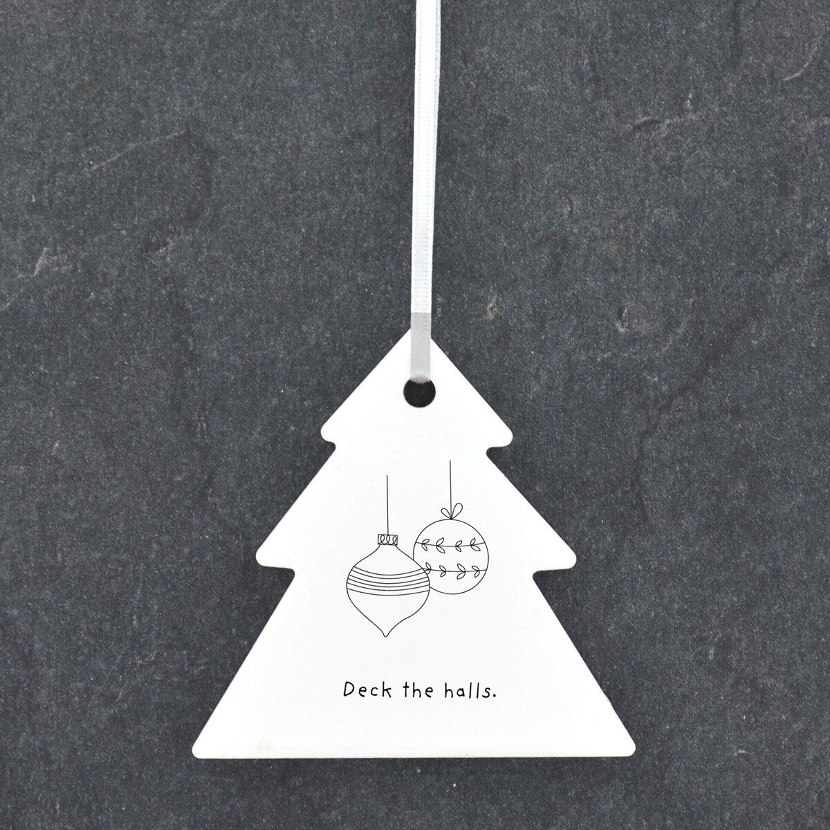 P6902 - Deck The Halls Baubles Line Drawing Illustration Ceramic Christmas Bauble Ornament