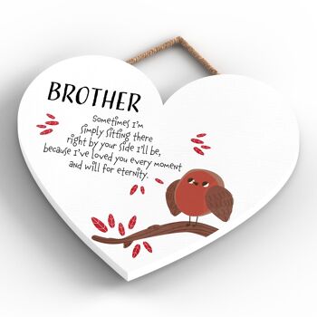 P6916 - Brother Right By You Side Robin - Plaque commémorative sentimentale en forme de cœur sur le thème de Robin 4