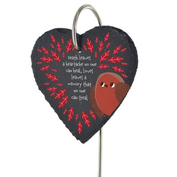 P6927 - Death Leaves A Heartache Robin Themed Heart Shaped Sentimental Remembrance Grave Marker Plaque 3