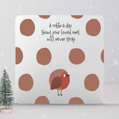 P6929 - A Robin A Day Robin Themed Square Shaped Sentimental Remembrance Block